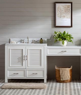 Bathroom vanity on sale with makeup table